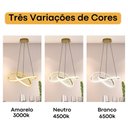 Ver imagem 2 de Lustre Luminaria Pendente Moderno para Sala de Estar Led Curve Infinito Dourado 40w 3 em 1 Bivolt