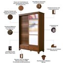 Ver imagem 5 de Guarda Roupa Solteiro Madeira Maciça 2 Portas Correr 2 Gavetas 141cm Aton S05 Ipê - Lyam Decor
