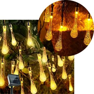 Pisca Cordão Gotas Natal Solar Externo de 5m 20 Leds Amarelo