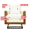 Ver imagem 5 de Kit 2 Poltronas Sofá Reclinável Londres com 2 Puff Banqueta Almofadado Corino e Linho Bege - Arkell