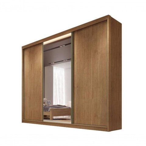 Guarda Roupa Casal com 1 Porta Espelhada 8 Gavetas - Diamond-cumaru - Móveis Novo Horizonte
