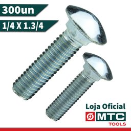 300 PÇS - PARAFUSO FRANCÊS 1/4 X 1.3/4 UNC ZINCO BRANCO - 2