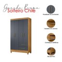 Ver imagem 3 de Guarda Roupa Solteiro Chile e Cômoda Texas Freijó Cinza – Moval