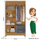Ver imagem 4 de Guarda Roupa Solteiro Chile e Cômoda Texas Freijó Cinza – Moval