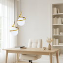 Ver imagem 3 de Luminária Pendente Teto 160cm Jabuticaba Globo Vidro 15cm Metal E27 Gimpo Kjdd-e-061:dourado