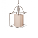 Ver imagem 1 de Pendente Gaiola Lanterna 1xe27 69x40x40cm Metal Preto e Tecido Foco Metallo