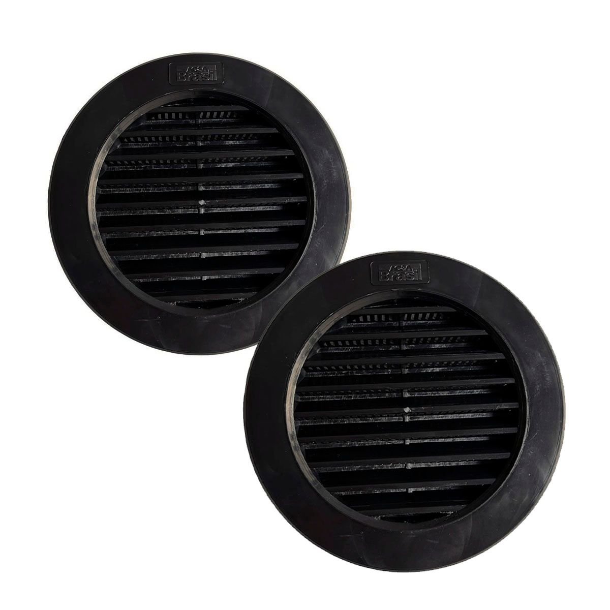 Kit 2 Grades de Ventilação Encaixe 150 Mm Preta com Tela Ac&a Brasil Kit Duas Unidades Grades de Ven - 1