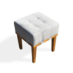 Puff Quadrado Apolo Decorativo Multiuso - Linho Cinza