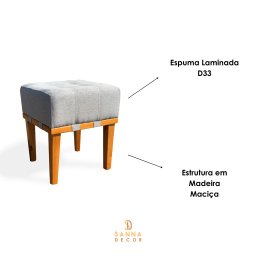 Puff Quadrado Apolo Decorativo Multiuso - Linho Cinza - 2