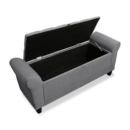 Recamier Baú Calçadeira para Cama Box Queen 150 Cm Dubai Suede Cinza - Lh Móveis - 2
