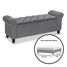 Recamier Baú Calçadeira para Cama Box Queen 150 Cm Dubai Suede Cinza - Lh Móveis - 5