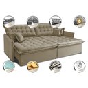 Ver imagem 3 de Sofá Sem Caixa Retrátil e Reclinável 1,75m Cama inBox Versátil Suede Velusoft Bege