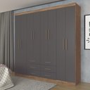 Ver imagem 1 de Guarda Roupa Roupeiro Quarto Dormitório Solteiro Casal Liverpool 8.6 Marrom Madeira Cinza