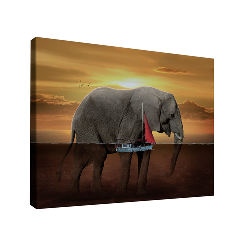QUADRO DECORATIVO ELEFANTE AQUÁTICO Grande 118x78