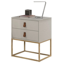 Ver imagem 2 de Mesa de Cabeceira com Gavetas 45cm Unic Base Metálica Estilo Industrial:off White/dourado