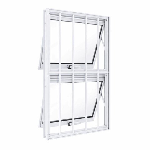 Vitrô Alumínio Branco Maxim Ar c/Grade 2 Seções Vertical - 120x60
