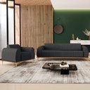Ver imagem 5 de Kit Sofá 3 Lugares 210cm Com Poltrona Molino Pés D'ouro D02 Linho Cinza Escuro C-416 - Lyam Decor