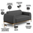 Ver mais imagens de Kit Sofá 3 Lugares 210cm Com Poltrona Molino Pés D'ouro D02 Linho Cinza Escuro C-416 - Lyam Decor