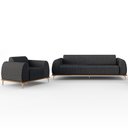 Ver imagem 1 de Kit Sofá 3 Lugares 210cm Com Poltrona Molino Pés D'ouro D02 Linho Cinza Escuro C-416 - Lyam Decor