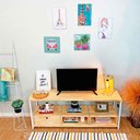 Ver imagem 2 de Rack de TV Industrial de Ferro e Madeira Style Square 2 Nichos e 1 Nicho Gaveta Natural e Branco