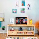 Ver imagem 1 de Rack de TV Industrial de Ferro e Madeira Style Square 2 Nichos e 1 Nicho Gaveta Natural e Branco