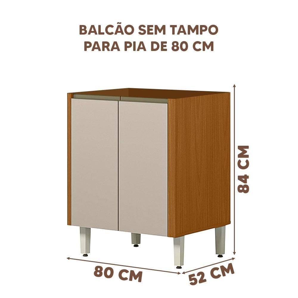 Balcão de Cozinha para Cooktop 0,8m Nature Off White Dali Linea Brasil - 2