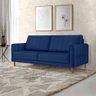 Sofá Living Biagio Veludo 1,70m com Pés Madeira Sala Luxo:azul - Pr - 183 - 6
