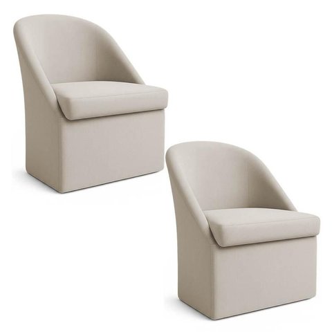 Kit 2 Poltronas Decorativas Malli Linho - Pallazio Cor:Bege