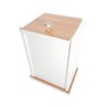 Lixeira Cesto De Lixo Mdf Premium Banheiro Lavabo Escritório Cor: Branco/Amadeirado - 1