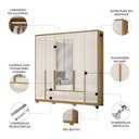 Ver imagem 3 de Guarda Roupa Casal 217cm com Espelho Denali Freijó/Off Z17 - Mpozenato