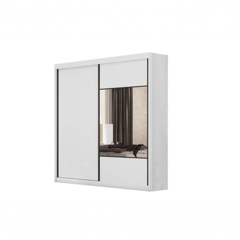 Guarda Roupa Casal Versatto 2 Portas de Bater 8 Gavetas MDF-MDP com Espelho Neve Móveis Novo
