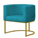 Ver imagem 3 de Kit 4 Poltronas Reforçada Decorativa Sala Estar Jantar Gabriela Base Ferro Dourado Suede Azul Tifany