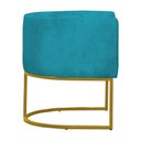Ver imagem 4 de Kit 4 Poltronas Reforçada Decorativa Sala Estar Jantar Gabriela Base Ferro Dourado Suede Azul Tifany