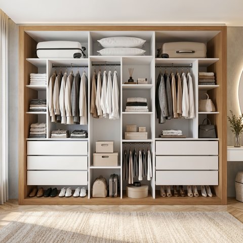 Closet Casal sem Portas 6 Gavetas Itália Yescasa Branco/Carvalho