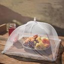 Ver imagem 2 de Kit 2 Protetor Mosquiteiro Malha Tule Dobrável Renda Prime 40cm X 40cm - Tuut