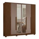 Ver imagem 1 de Guarda Roupa Casal Deville Ripado 6 Portas Bater 4 Gavetas MDP com Espelho Nogueira-Capuccino