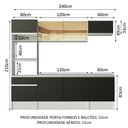 Ver imagem 4 de Armário de Cozinha Completa 240cm Branco/Preto Diamante Madesa