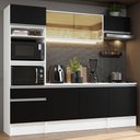 Ver imagem 1 de Armário de Cozinha Completa 240cm Branco/Preto Diamante Madesa