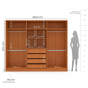 Ver imagem 3 de Guarda-Roupa Casal 6 Portas Bater Madrid Branco/Freijó