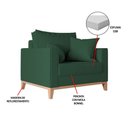 Ver imagem 5 de Kit 2 Poltronas Beny Amamentação com 2 Almofadas Base em Madeira Maciça Tecido Suede Verde