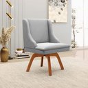 Ver imagem 2 de Kit 6 Cadeiras Decorativas Sala de Jantar Base Giratória de Madeira Firenze Pu Branco Brilho/natural