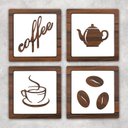 Ver imagem 1 de Kit 4 Quadros Cantinho do Café Mdf Relevo 3d 15cm Decoração para Cozinha