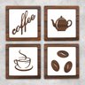 Kit 4 Quadros Cantinho do Café Mdf Relevo 3d 15cm Decoração para Cozinha - 1