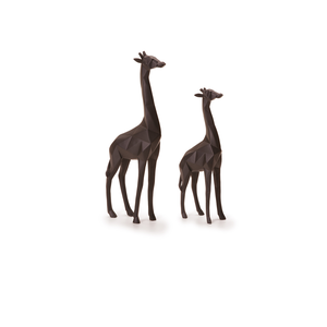 2 Girafas em Polirresina Pretas P e G com 30cm e 37,5cm Mart Cor:preto