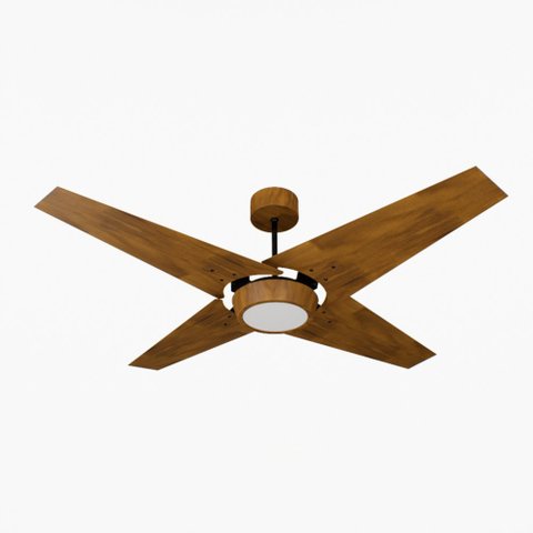 Ventilador de Teto Natuvent Callis Led 4 Pás Madeira Imbuia 3000k Branco Quente, Luz Amarela 220v