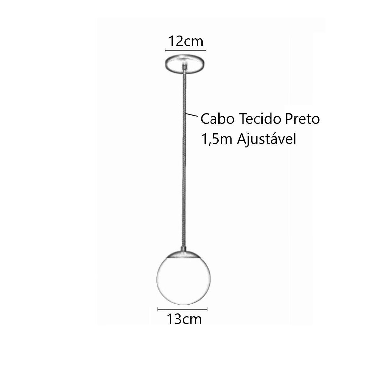 Pendente Moderno Jabuticaba Preto 1 Esfera Globo de Vidro Le - 4