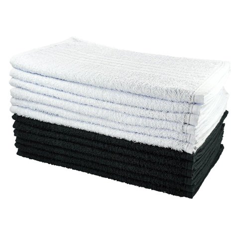 Kit 12 Toalhas Fitness Academia Perfeito Estilo Preto e Branco