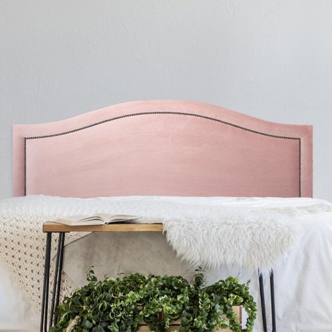 Cabeceira Queen Estofada para Cama Box Curva Luxo com Tachas 160x60cm Rosa