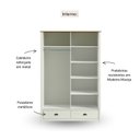 Ver imagem 4 de Guarda-Roupa 2 Portas de Correr 100% Madeira Maciça Topázio Branco/Freijó