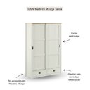 Ver imagem 5 de Guarda-Roupa 2 Portas de Correr 100% Madeira Maciça Topázio Branco/Freijó